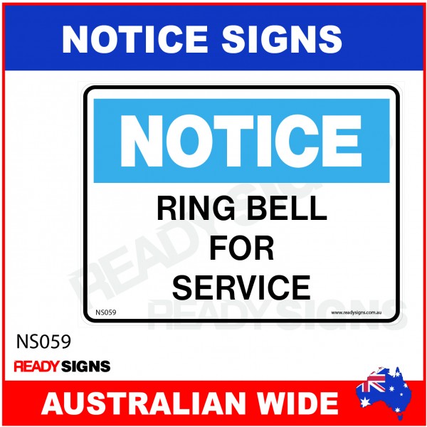 NOTICE SIGN - NS059 - RING BELL FOR SERVICE